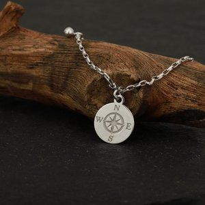 Vanbelle Sterling Silver Jewelry Dangling Compass Anklet